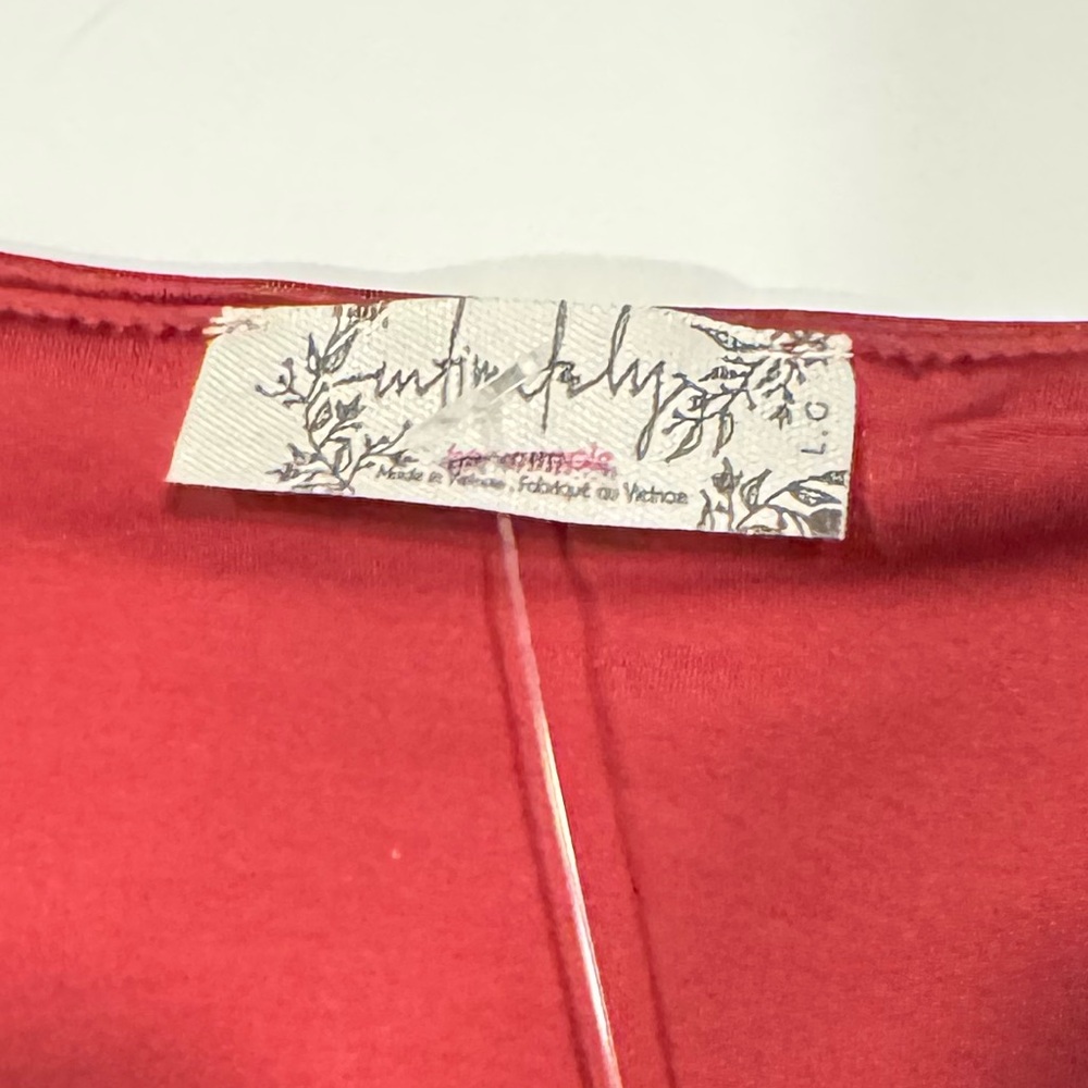 NWOT FREE PEOPLE Intimately Deep Plunge Sexy Satin Red Thong Bodysuit NWT Large - Picture 6 of 13